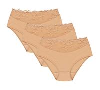 Wolbar Ladies Briefs with Lace WB415 3-Pack, Beige,M