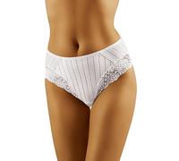 Wolbar Women's Floral Lace Briefs High Waist WB39, White,XL