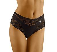 Wolbar Women's Lace Briefs High Waist Diamond 3505, Black,XL
