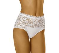 Wolbar Women's Lace High Waist Briefs WB414, White,2XL