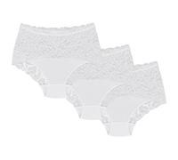 Wolbar Women's Lace WB414 Briefs 3-Pack, White,L