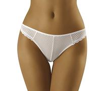 Wolbar Women's Striped Thong WB117, White,L