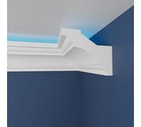 WOLDECOR Modern LED Ceiling Coving Cornice-Stylish XPS Lightweight Moulding Trim,Easy DIY Installation,Durable Decorative Coving for Walls and Ceilings with LED Lights (WLZ06, 16 Meters)