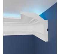 WOLDECOR Modern LED Ceiling Coving Cornice-Stylish XPS Lightweight Moulding Trim,Easy DIY Installation,Durable Decorative Coving for Walls and Ceilings with LED Lights (WLZ14, Sample 20cm)