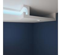 WOLDECOR Premium LED Ceiling Coving Cornice, Lightweight XPS Moulding for Ceilings, Easy DIY Fit, Coving for Ceilings, Paintable Surface, Crack Moisture Resistant Trim (WLS14, Internal Corner 20cm)