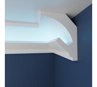 WOLDECOR Premium LED Coving Cornice - Lightweight XPS Ceiling Moulding for Indirect LED Lighting, Paintable Ceiling Coving, Easy DIY Fit, Modern Plaster Alternative (Sample 20cm, WLF07)