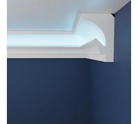WOLDECOR Premium LED Coving Cornice - Lightweight XPS Ceiling Moulding for Indirect LED Lighting, Paintable Ceiling Coving, Easy DIY Fit, Modern Plaster Alternative (10m, WLF20)