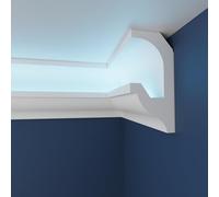 WOLDECOR Premium LED Coving Cornice - Lightweight XPS Ceiling Moulding for Indirect LED Lighting, Paintable Ceiling Coving, Easy DIY Fit, Modern Plaster Alternative (6m, WLF06)