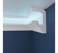 WOLDECOR Premium LED Coving Cornice - Lightweight XPS Ceiling Moulding for Indirect LED Lighting, Paintable Ceiling Coving, Easy DIY Fit, Modern Plaster Alternative (ExternalCorner 20cm, WLF04)