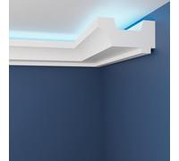 WOLDECOR Premium LED Coving Cornice - Lightweight XPS Ceiling Moulding Trim, Easy to Install Decorative Polystyrene Coving for Walls and Ceilings with LED Lighting (WLU04, Sample 20cm)