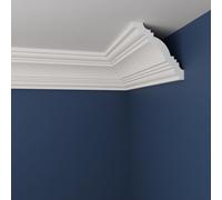 WOLDECOR Premium XPS Coving Cornice - Lightweight Decorative Coving for Ceilings, Durable Cornice Moulding Trim, Paintable XPS Ceiling Coving for Modern Home Interiors (WM12, Internal Corner 20cm)