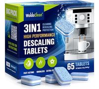 WoldoClean Descaler for Kettle & Coffee Machine - 65 Descaling Tablets 3in1 | Compatible with Tassimo, Siemens EQ, DeLonghi, Bosch, Jura, Philips, Bean to Cup and Espresso Machines, Limescale Remover