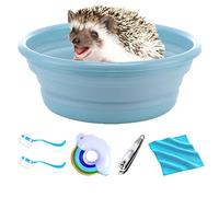 WOLEDOE Hedgehog Bath Kit Supplies, Foldable Bathtub and 2 Cleaning Brush Nail Clipper Trimmer Swimming Ring