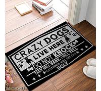 wolei Funny Welcome Mat for Front Door Crazy Dogs Live Here Do Not Knock They Will Bark Dog Doormat Indoor Non Slip Rugs Washable Entrance Porch Floor Outdoor Door Mat for Kitchen,Bathroom Home Decor