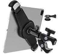 woleyi Aluminium Large Tablet Mount Holder for Spin Bike, Treadmill, Peloton, Microphone Stand, Tripod Adapter, Exercise Bicycle, Handlebar Clamp, for iPad Pro 13 Air, Galaxy Tabs, 9.5-14.5" Devices