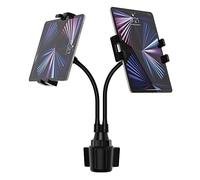 woleyi Dual Car Cup Holder Tablet Mount, Adjustable Car Cupholder Tablet Stand with Gooseneck Double Long Arm for iPad Pro 12.9 Air Mini, Galaxy Tabs, iPhone, More 4-13" Phones and Tablets
