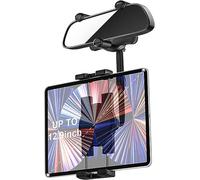 woleyi Rearview Mirror Tablet Holder for Car, Rear View Mirror Car Tablet Mount, 360° Rotatable Adjustable Universal Clip, for iPad Pro Air Mini, Galaxy Tabs, Z Fold, Fire HD, iPhone, 4.7-11" Devices