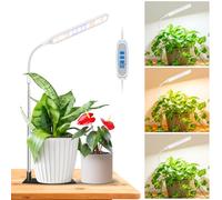 Wolezek Grow Light for Indoor Plants, 52 LEDs Full Spectrum Plant Grow Light with Base, Height Adjustable Grow Lamp with Auto Timer 6/12/16H, 5 Dimmable Brightness, for Small Plants, White, 1-Pack