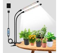 wolezek Grow Lights for Indoor Plants, Full Spectrum LED Plant Light, 6000K/3000K/660nm 2-Head Growing Lamp with Clip, Auto ON & Off Timer 6/12/16H, 3