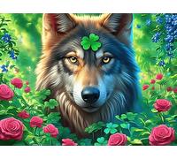 Wolf 1000 Pc DIY Jigsaw Puzzle Vibrant Fantasy Animals Puzzles for Adults Teens Hard Challenging Team Building Stress Reducing Autumn Sturdy Wooden Cardboard 1000 PCS/75x50cm