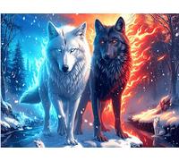 Wolf 1000 Piece Complete Jigsaw Puzzle Set Vibrant Fantasy Animals Teens Beginners Educational Challenge Puzzle Fans Group Play Anniversary Fathers Thick Cardboard 1000 PCS/75x50cm