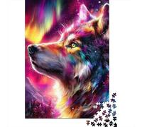 Wolf 1000 Piece Eco-Friendly Jigsaw Moon Wolf Cub Puzzle Adult Hobbyists Portable Mind Decompression Entertainment 52x38cm/1000pcs