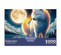 Wolf 1000 Piece Educational Game Decompression Puzzle -White Wolf Double Moon for Adults Wall Decoration And Gifts38x26cm/1000pcs