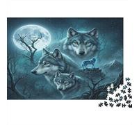 Wolf 1000 Piece Jigsaw Moonlit Forest As A Gift Mental Relaxation Birthday Present Wall Decor Framed Puzzle Art for Adults 38x26cm/1000pcs