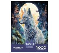 Wolf 1000 Piece Jigsaw Puzzles Fun Challenging Modern Mystic Wolf in The Wilderness Classic Educational Games for The Whole Gifts for Adults And Kids Age 38x26cm/1000pcs