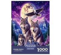 Wolf 1000 Piece Jigsaw Puzzles Fun Challenging Modern Mystic Wolf in The Wilderness Classic Educational Games Creativity & Gift Giving for Adults And Kids Age 70x50cm/1000pcs