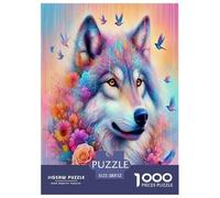 Wolf 1000 Piece Jigsaw Puzzles Fun Challenging Modern Mystic Wolf in The Wilderness Educational Game Perfect for Relaxation For Children And Adults Aged 14 And Over 52x38cm/1000pcs