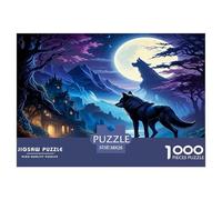 Wolf 1000 Piece Jigsaw Puzzles Fun Challenging Modern Mystic Wolf in The Wilderness Puzzles Game Beautiful Decoration Suitable for Children & People Aged 14+ 38x26cm/1000pcs