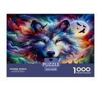Wolf 1000 Piece Jigsaw Puzzles Fun Challenging Modern Mystic Wolf in The Wilderness Puzzles Game Beautiful Decoration Suitable for Children & People Aged 14+ 52x38cm/1000pcs
