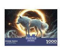 Wolf 1000 Pieces Adult Jigsaws - White Wolf Eclipse Suitable for Wall Decompression Fun And Challenging Family Game38x26cm/1000pcs