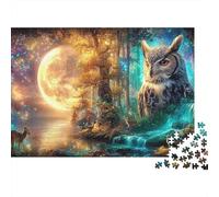 Wolf 1000 Pieces Cosmic Owl Recycled Cardboard Jigsaw Puzzle for Family Game Night Brain Training Educational Enlightenment Missing Piece Guarantee 52x38cm/1000pcs