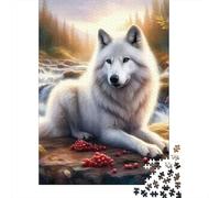 Wolf 1000 Pieces Eco-Friendly White Wolf Art Puzzle Adult Hobbyists Portable Mind Decompression Entertainment 52x38cm/1000pcs