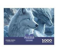 Wolf 1000 Pieces for Adults Gifts: White Wolf with Icy Backdrop Challenging & Brainteasing Home Activity 52x38cm/1000pcs