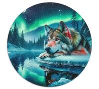 Wolf 1000 Pieces Jigsaw Animal Circular Jigsaw for Adults And Kids Cool Unique Challenge Games Scene Creative 1000pcs (67.5x67.5cm)