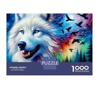 Wolf 1000 Pieces Jigsaw Puzzles for Families White Wolf Challenging & Brainteasing Recycled Cardboard 38x26cm/1000pcs