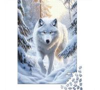 Wolf 1000 Pieces Jigsaw White Wolf Snow Puzzle Family with Kids 8+ Finished Wall Decor Fade-Resistant 38x26cm/1000pcs