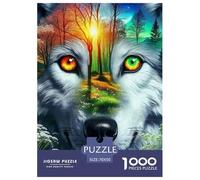 Wolf 1000 Pieces Portable Jigsaw Puzzle Animal Age 3+ Cool Collage Effect, Fun Details, Educational, Challenging Puzzle Games 70x50cm/1000pcs