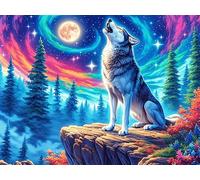 Wolf 1000 Pieces Premium Jigsaw Puzzle Luminous Enchanted Beasts Adult Jigsaws Educational Challenge Mental Exercise Wall Art Winter Thick Cardboard 1000 PCS/75x50cm