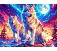 Wolf 1000 Pieces Premium Jigsaw Puzzle Radiant Whimsical Menagerie Adult Jigsaws Educational Challenge Mental Exercise Wall Art Winter Thick Cardboard 1000 PCS