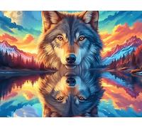 Wolf 1000 Pieces Premium Jigsaw Puzzle Vibrant Fantasy Animals Adult Jigsaws Educational Challenge Mental Exercise Wall Art Winter Thick Cardboard 1000 PCS/75x50cm