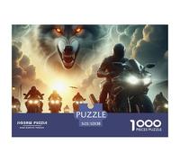 Wolf 1000 Pieces Puzzle for Adults & Kids | Detailed -Wolf Motorcycle Thunder Impossible Hard Challenging Great Gift Idea52x38cm/1000pcs