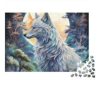 Wolf 1000 Pieces Puzzle ForAdults Kids Colorful White Wolf Moon Decoration Puzzle Educational Game for Men And Women Challenging Jigsaw Jigsaw Puzzles for Adults 52x38cm/1000pcs