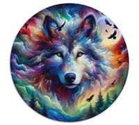 Wolf 1000 Pieces Round Jigsaw Puzzles Creative Seeking A Challenging And Relaxing Activity Games for Adults And Kids 1000pcs (67.5x67.5cm)