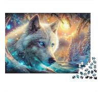 Wolf 1000 Pieces White Wolf Recycled Cardboard Puzzle for Adults Kids 12+ Rainy Day Indoor Activity Brain Training Birthday Present 52x38cm/1000pcs
