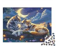 Wolf 1000Pc for The Whole Family: Wolves Under Moon at Night for Women, Gifts for Men & Adults 52x38cm/1000pcs