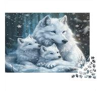 Wolf 1000Pc Puzzle for Adults & Kids: White Wolves with Cub Fun Present & Activity for Home Age 12 Years Up 52x38cm/1000pcs